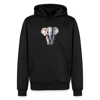 Éléphant pastel dans le style aquarelle - Sweat à capuche Premium bio Homme - noir - Devant - Nico (187cm)