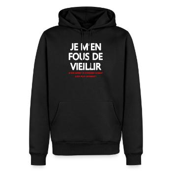 T shirt Humour Vintage Jeunesse - Sweat à capuche Premium bio Homme - noir - Devant - Nico (187cm)