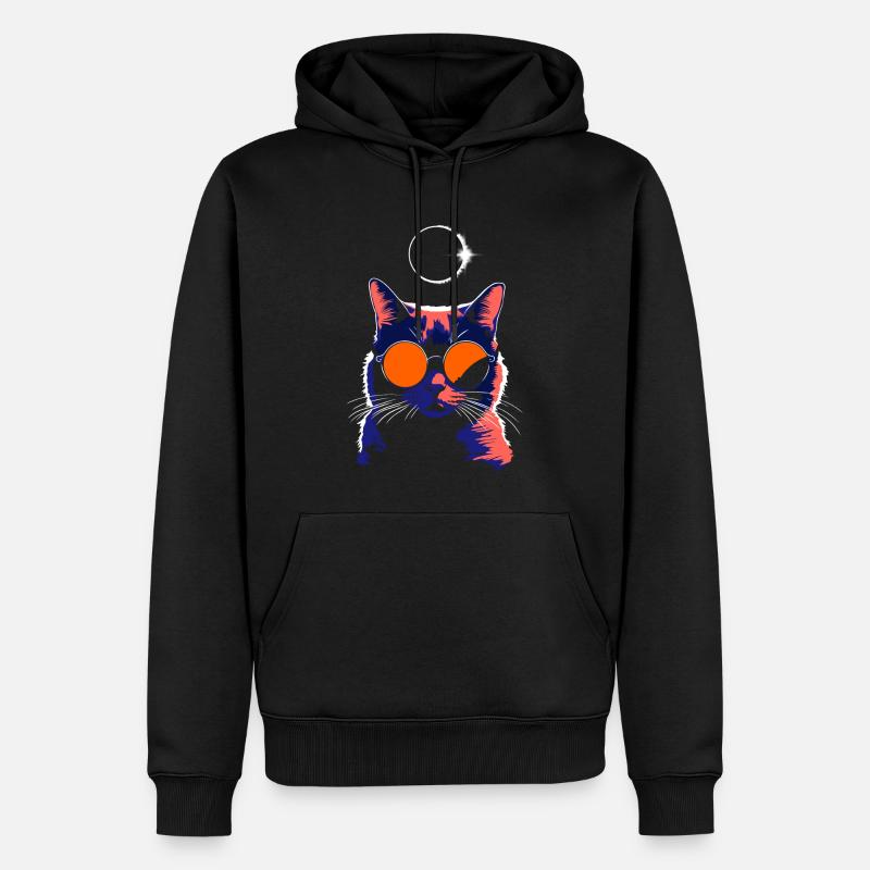 Katze Sonnenbrille Total Eclipse Cat - Männer Premium Bio Hoodie - Schwarz