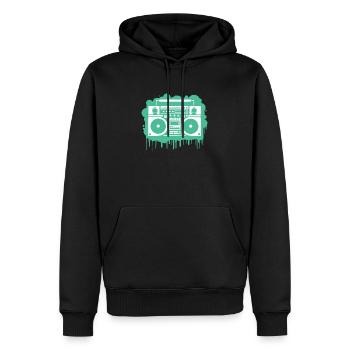 Cyan Ghettoblaster - Männer Premium Bio Hoodie - Schwarz - Vorne - Nico (187cm)