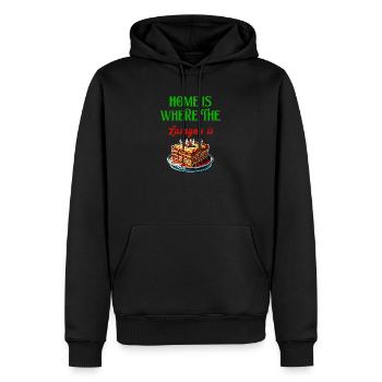 C'est à la maison que se trouvent les lasagnes - Sweat à capuche Premium bio Homme - noir - Devant - Nico (187cm)