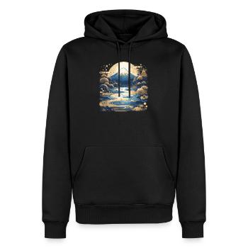 Mont Fuji - Sweat à capuche Premium bio Homme - noir - Devant - Nico (187cm)