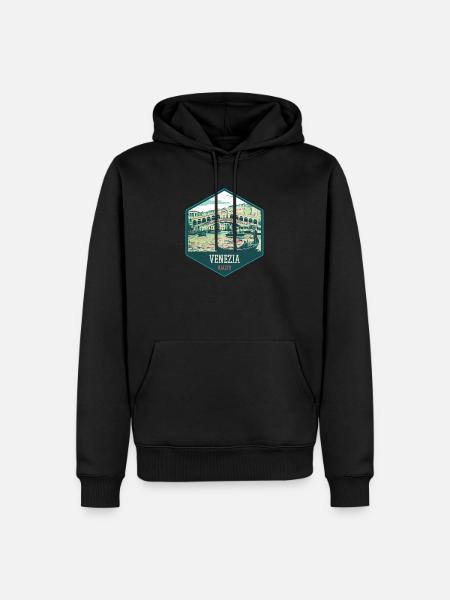 Illustration der Rialtobrücke, Venedig - Männer Premium Bio Hoodie - Schwarz