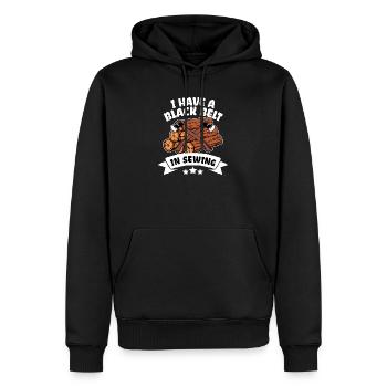 Menuiserie Menuiserie bois bûcheron déclaration - Sweat à capuche Premium bio Homme - noir - Devant - Nico (187cm)