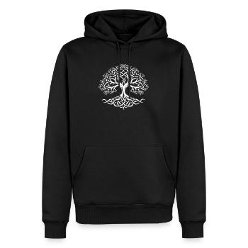 Yggdrasil arbre de vie - Sweat à capuche Premium bio Homme - noir - Devant - Nico (187cm)