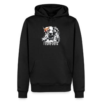 Chiot dalmatien j’aime les pois chien cadeau - Sweat à capuche Premium bio Homme - noir - Devant - Nico (187cm)