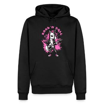 Rock 'n' Roll Einhorn - Männer Premium Bio Hoodie - Schwarz - Vorne - Nico (187cm)