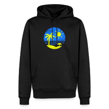Vintage Plage Bleu Jaune - Sweat à capuche Premium bio Homme - noir - Devant - Nico (187cm)