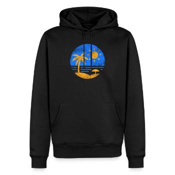 Plage Vintage Bleu Orange - Sweat à capuche Premium bio Homme - noir - Devant - Nico (187cm)