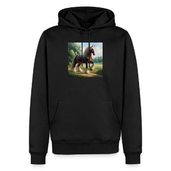 Aquarell Percheron Pferd - Männer Premium Bio Hoodie - Schwarz - Vorne - Nico (187cm)