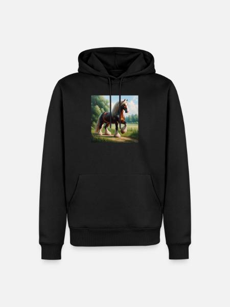 Aquarell Percheron Pferd - Männer Premium Bio Hoodie - Schwarz