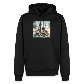 Poséidon - Sweat à capuche Premium bio Homme - noir - Devant - Nico (187cm)