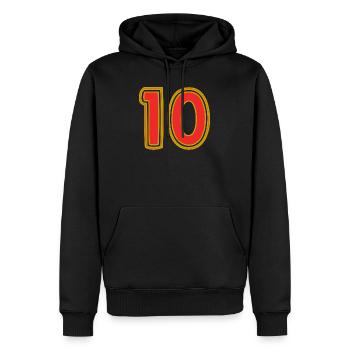 10. 10 YEARS. 10th ANNIVERSARY. 10 YEAR ANNIVERSARY. - Men’s Premium Organic Hoodie - black - Front - Nico (187cm)