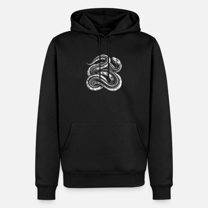 Serpent blanc entrelacé - Sweat à capuche Premium bio Homme - noir