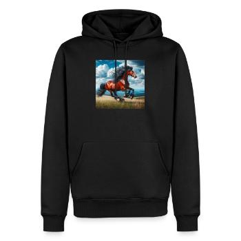 Galoppierendes Pferd - Männer Premium Bio Hoodie - Schwarz - Vorne - Nico (187cm)