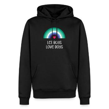 Mois de la fierté LGBT - Let Boys Love Boys - Sweat à capuche Premium bio Homme - noir - Devant - Nico (187cm)