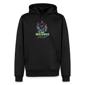 MTB: Waldweg Heizer - Männer Premium Bio Hoodie - Schwarz - Vorne - Nico (187cm)