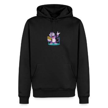 Pizza: Affe macht es besser! - Männer Premium Bio Hoodie - Schwarz - Vorne - Nico (187cm)