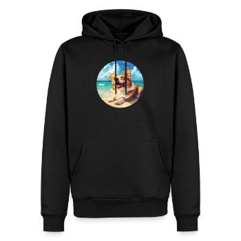 Corgi Strandseite Freude Illustration - Männer Premium Bio Hoodie - Schwarz - Vorne - Nico (187cm)