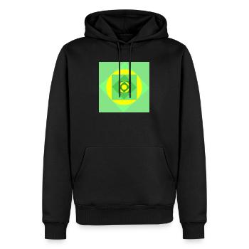 Motifs de jeux de couleurs en vert et jaune - Sweat à capuche Premium bio Homme - noir - Devant - Nico (187cm)