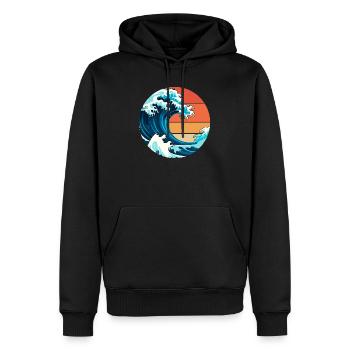 Japanische Welle - Männer Premium Bio Hoodie - Schwarz - Vorne - Nico (187cm)