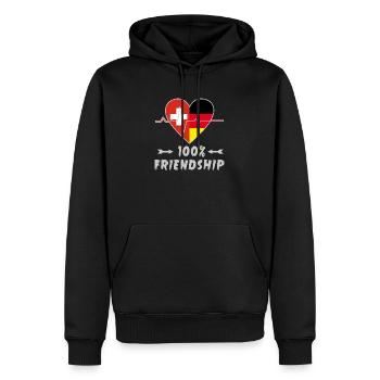 100 % amitié entre la Suisse et l'Allemagne - Sweat à capuche Premium bio Homme - noir - Devant - Nico (187cm)