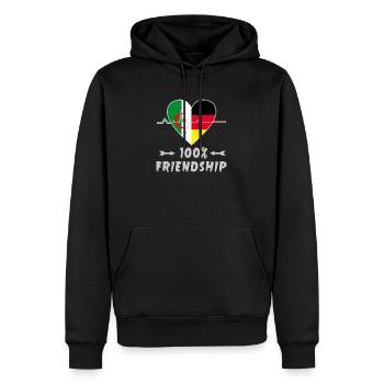 100 % amitié entre l'Algérie et l'Allemagne - Sweat à capuche Premium bio Homme - noir - Devant - Nico (187cm)