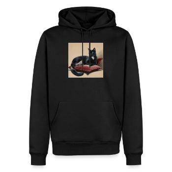 noir Oreiller chat - Sweat à capuche Premium bio Homme - noir - Devant - Nico (187cm)