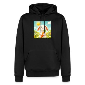 Süßes Häschen mit Karotte - Männer Premium Bio Hoodie - Schwarz - Vorne - Nico (187cm)