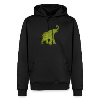 Yoga Éléphant Vert Motif Médiatation Inde om - Sweat à capuche Premium bio Homme - noir - Devant - Nico (187cm)
