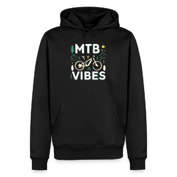Mountain Bike Vibes Illustration - Men’s Premium Organic Hoodie - black - Front - Nico (187cm)