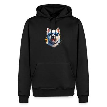 Westie avec lunettes de soleil - Sweat à capuche Premium bio Homme - noir - Devant - Nico (187cm)