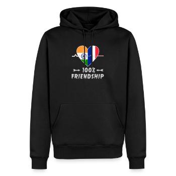 L'Inde et la France : une amitié à 100 % - Sweat à capuche Premium bio Homme - noir - Devant - Nico (187cm)