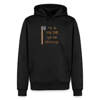 Ich habe eine juckende Axt - Männer Premium Bio Hoodie - Schwarz - Vorne - Nico (187cm)
