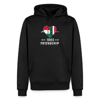 Ungarn und Italien 100% Freundschaft - Männer Premium Bio Hoodie - Schwarz - Vorne - Nico (187cm)