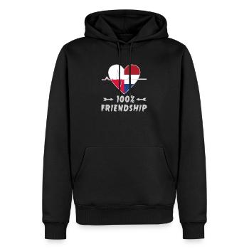 Polen und Niederlande 100% Freundschaft - Männer Premium Bio Hoodie - Schwarz - Vorne - Nico (187cm)