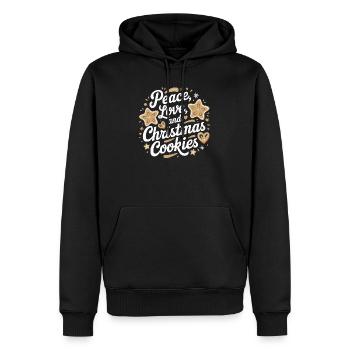 Paix, amour et biscuits de Noël - Sweat à capuche Premium bio Homme - noir - Devant - Nico (187cm)