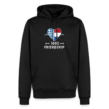 100 % amitié entre la Grèce et les Pays-Bas - Sweat à capuche Premium bio Homme - noir - Devant - Nico (187cm)