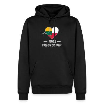 Litauen und Polen 100% Freundschaft - Männer Premium Bio Hoodie - Schwarz - Vorne - Nico (187cm)