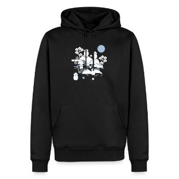 Chilling Monkeys in a Hot Spring l weiß blau navy - Männer Premium Bio Hoodie - Schwarz - Vorne - Nico (187cm)