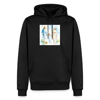 Portrait religieux de la Sainte Famille - La Sainte Famille - Sweat à capuche Premium bio Homme - noir - Devant - Nico (187cm)