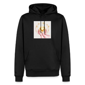 Coeur doré dans la protection des mains - Sweat à capuche Premium bio Homme - noir - Devant - Nico (187cm)