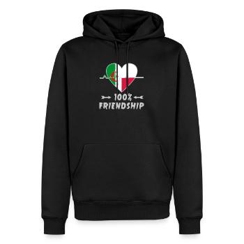 100 % amitié entre l'Algérie et la Pologne - Sweat à capuche Premium bio Homme - noir - Devant - Nico (187cm)