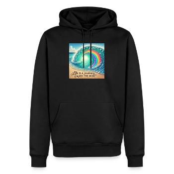 Wave Journey Rainbow Swirl - Men’s Premium Organic Hoodie - black - Front - Nico (187cm)