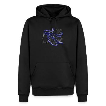 Buckelwal Frau Silhouette Haare handgezeichnet - Männer Premium Bio Hoodie - Schwarz - Vorne - Nico (187cm)