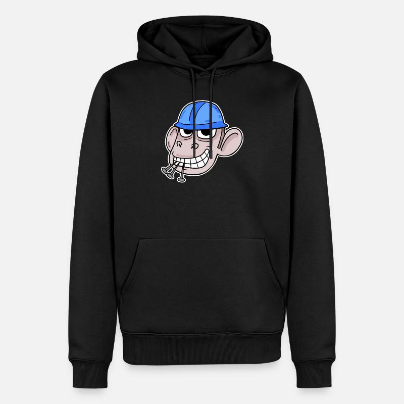 Affe Baustelle Bauarbeiter - Männer Premium Bio Hoodie - Schwarz