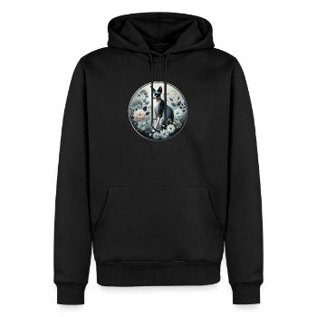 Princesse Sphynx chat parmi les fleurs - Sweat à capuche Premium bio Homme - noir - Devant - Nico (187cm)