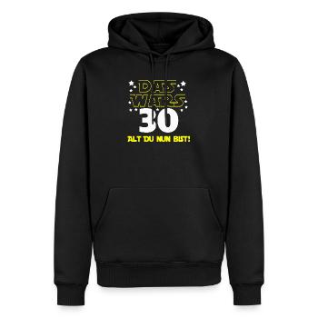 30ème anniversaire , 30 Ça y est Vieux tu es maintenant ! - Sweat à capuche Premium bio Homme - noir - Devant - Nico (187cm)