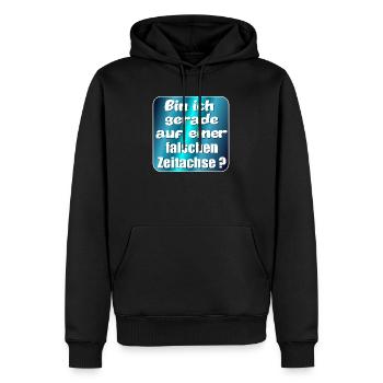 SIMULATION REALITÄT FALSCHE ZEITACHSE - Männer Premium Bio Hoodie - Schwarz - Vorne - Nico (187cm)