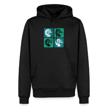 Bonsai Yin Yang - Männer Premium Bio Hoodie - Schwarz - Vorne - Nico (187cm)